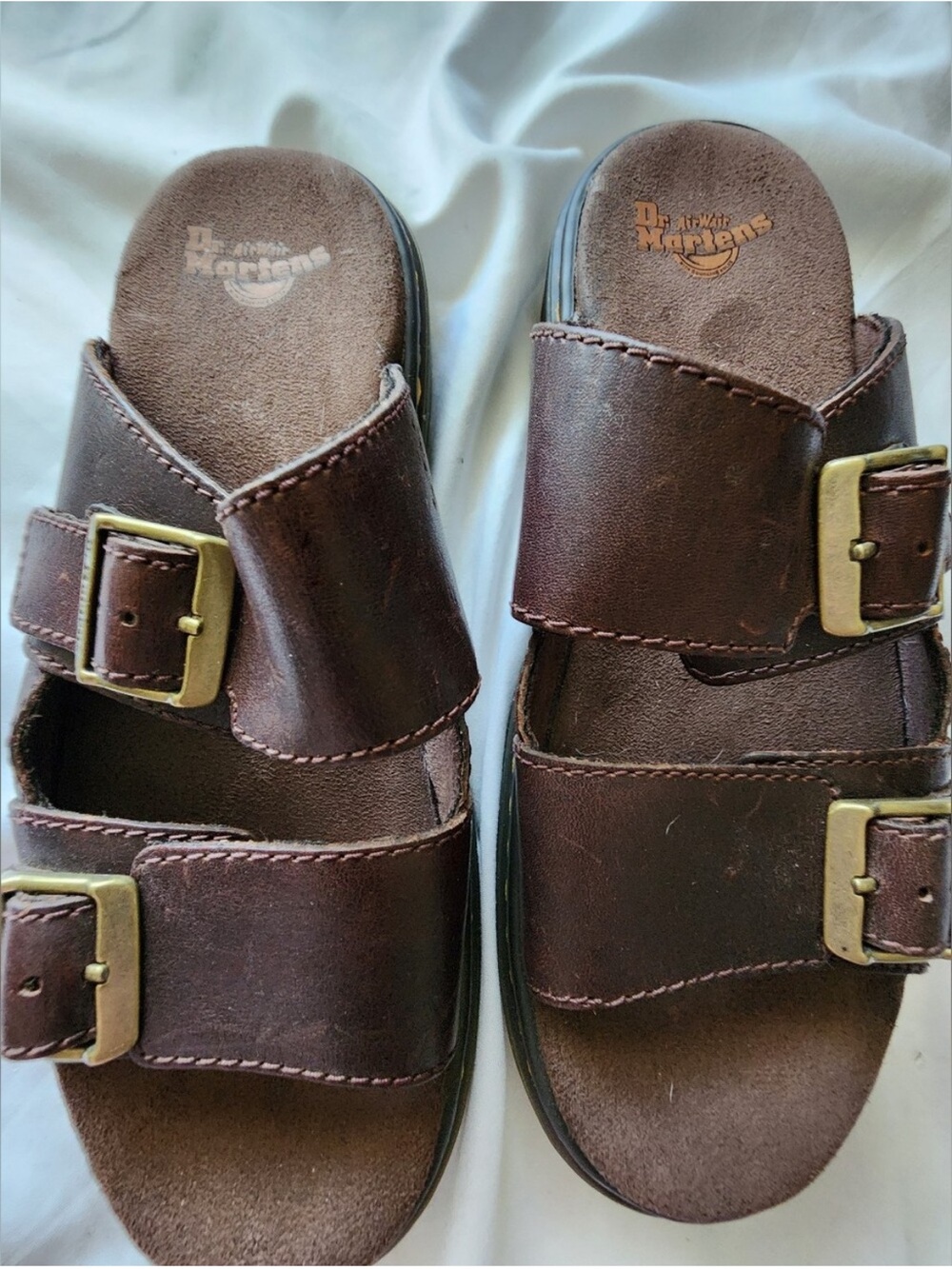 Dr. Martens Josef Sandal Slide Dark Brown Leather Double-Buckle Slide Sandals 7